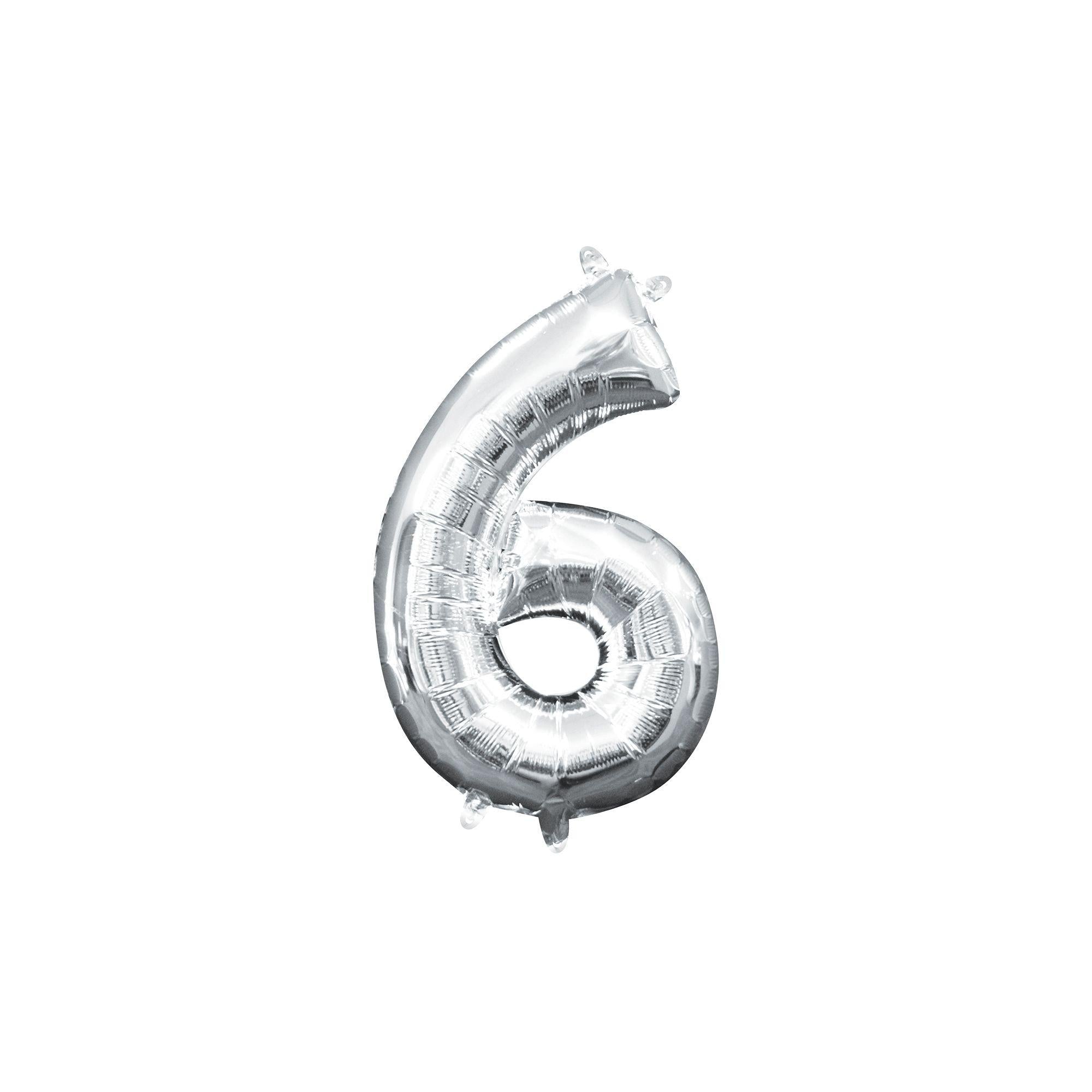 13in Air-Filled Silver Number (0-9) Balloons