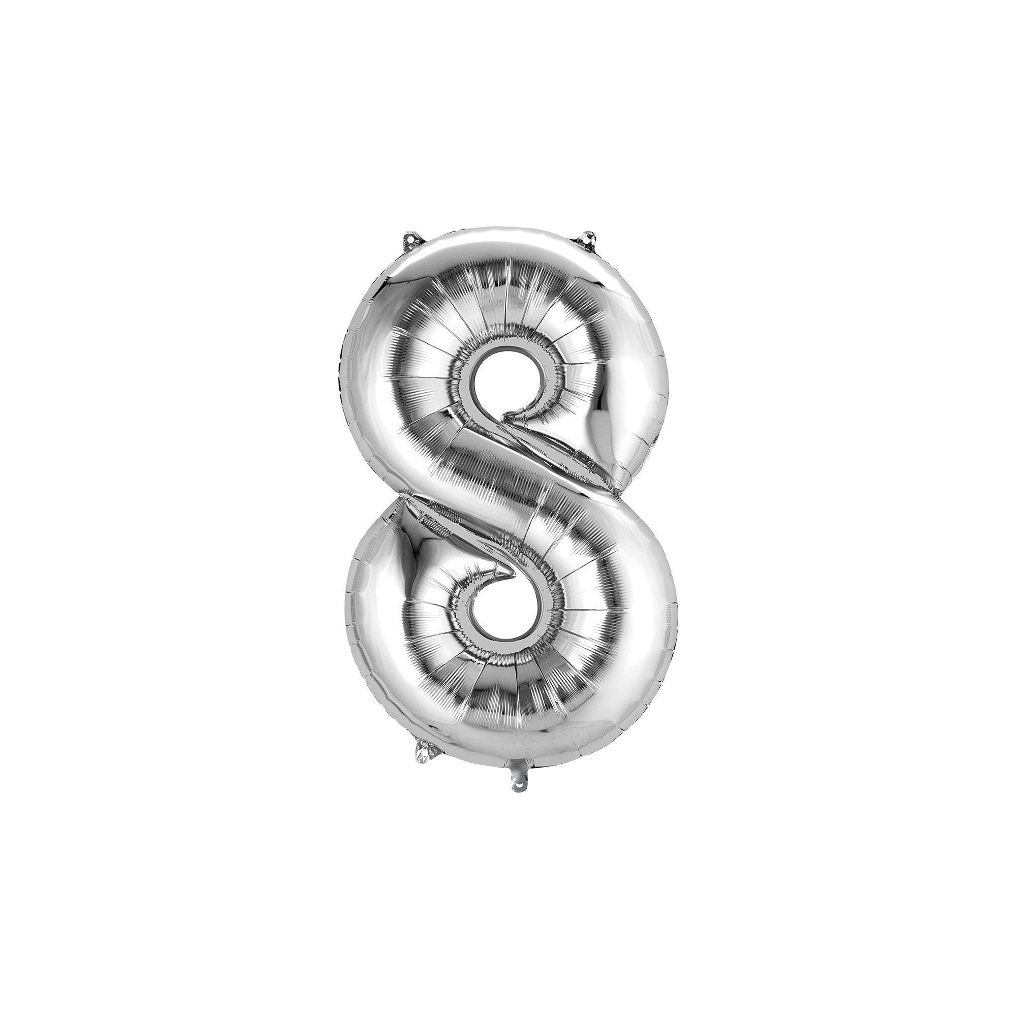 13in Air-Filled Silver Number (0-9) Balloons