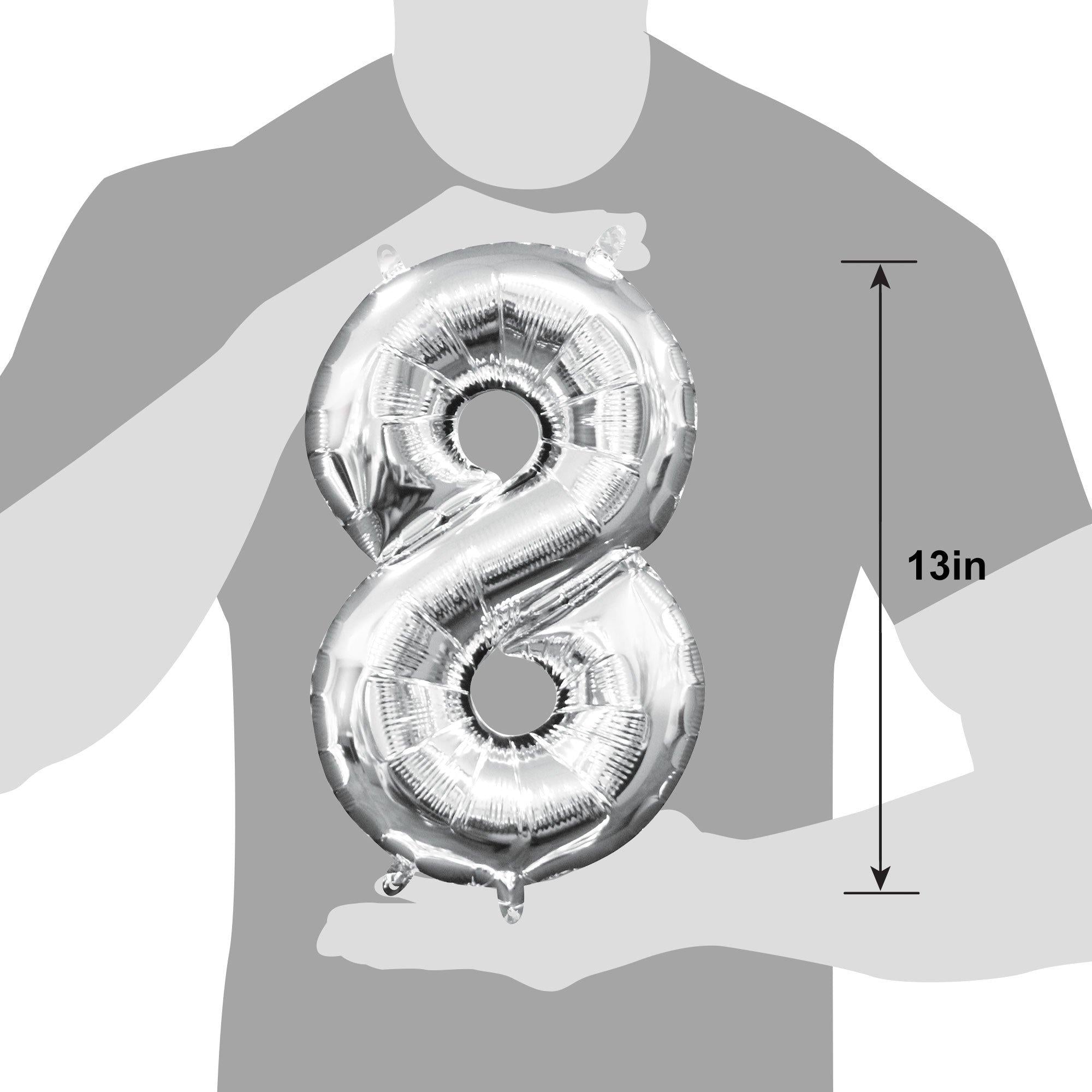 13in Air-Filled Silver Number (0-9) Balloons