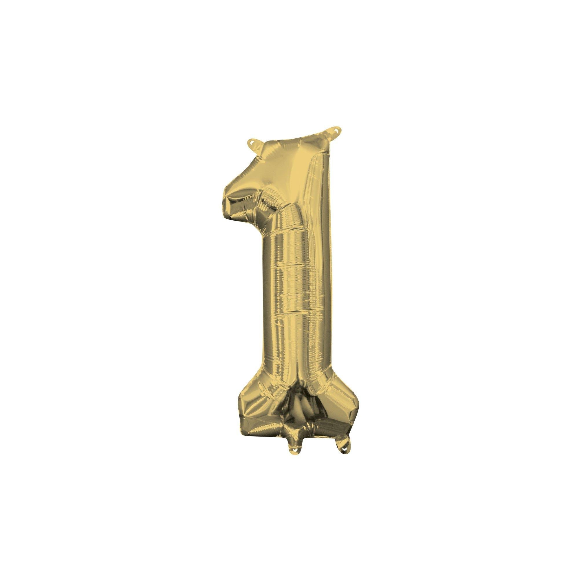 13in Air-Filled White Gold Number (0-9) Balloon