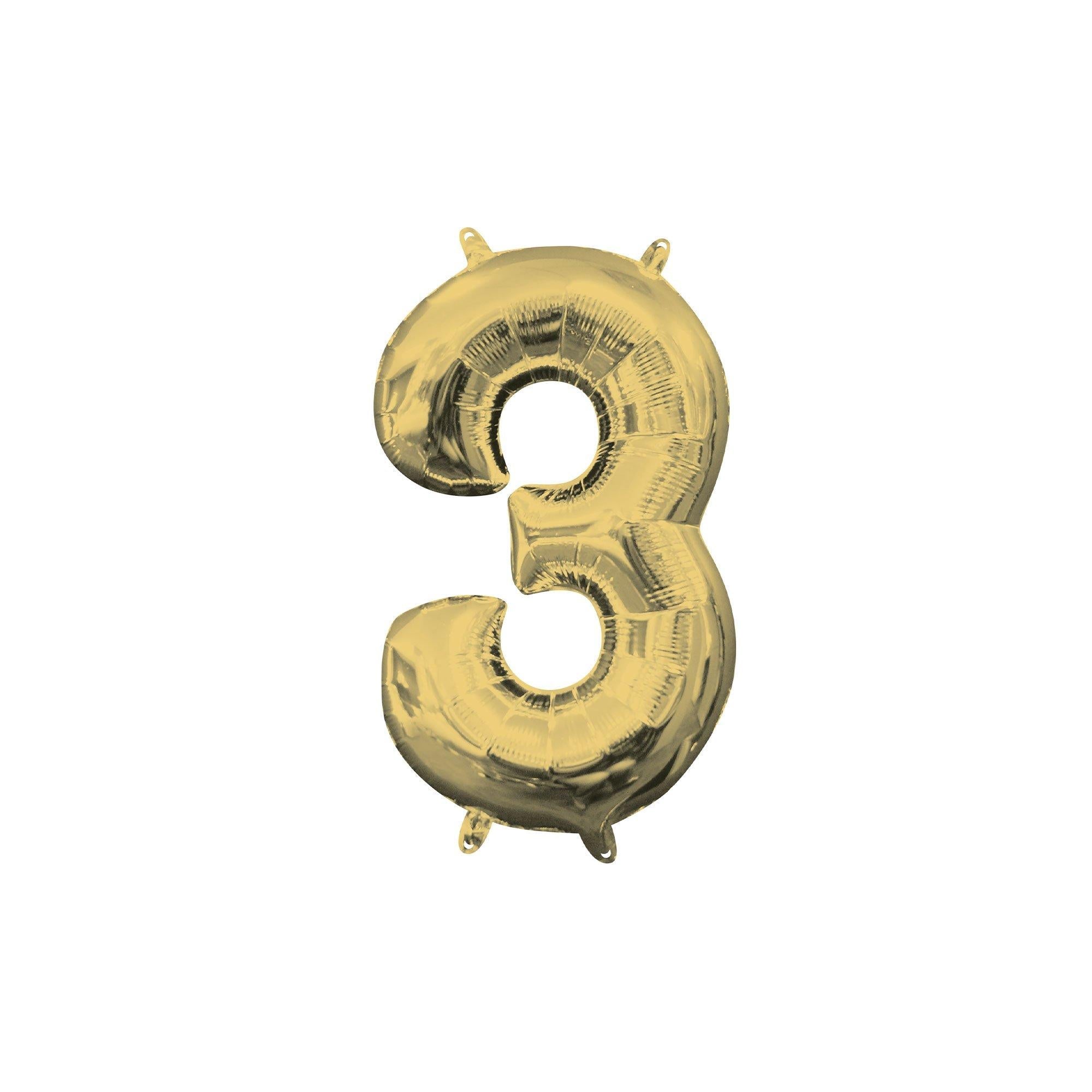 13in Air-Filled White Gold Number (0-9) Balloon