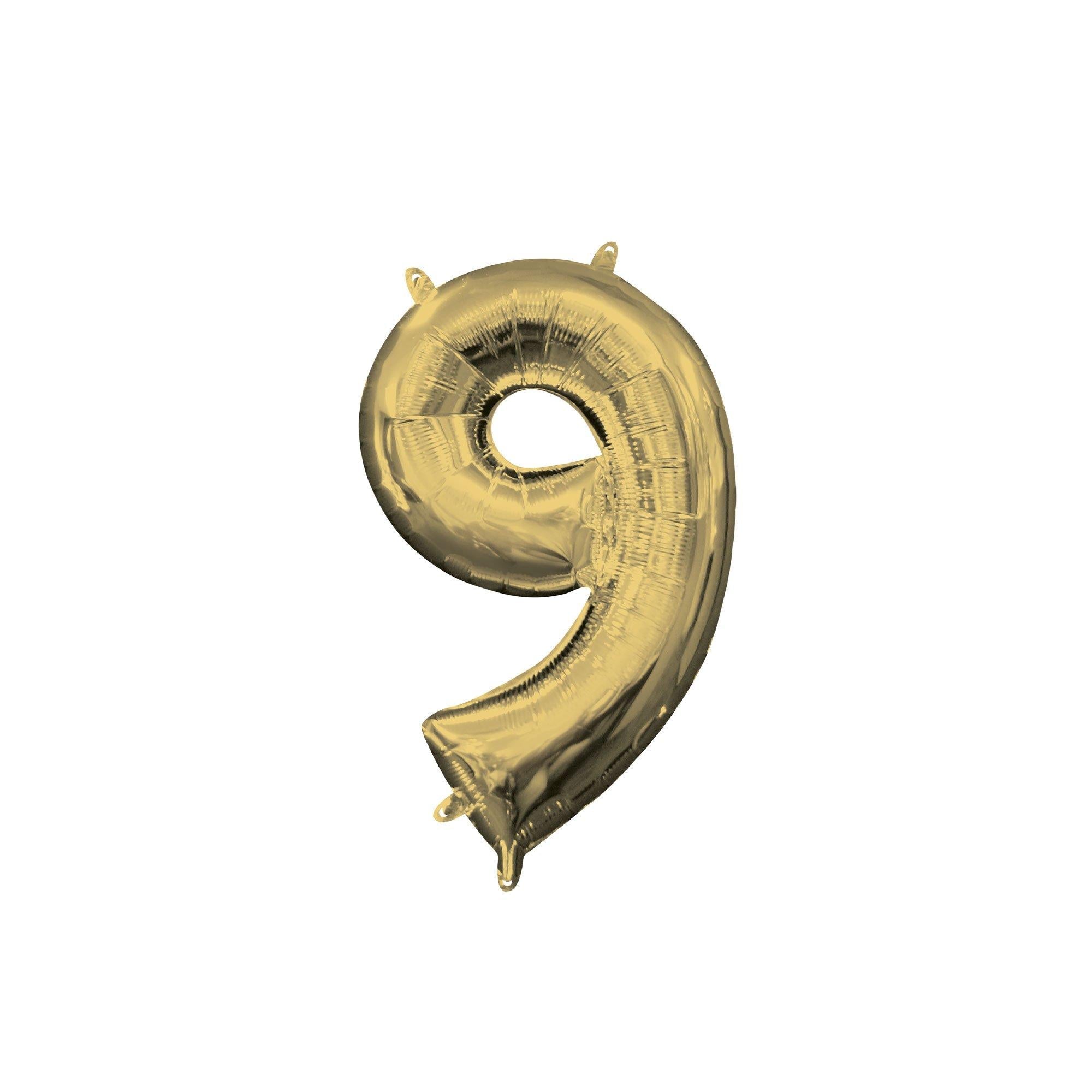 13in Air-Filled White Gold Number (0-9) Balloon