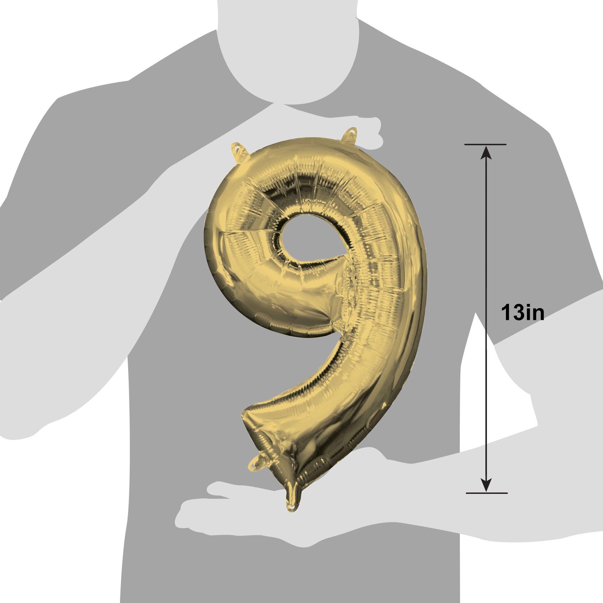 13in Air-Filled White Gold Number (0-9) Balloon